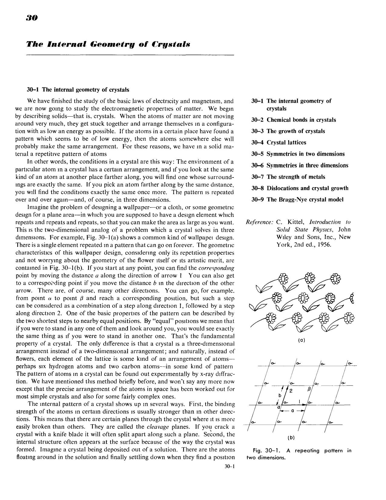Feynman Physics Lectures Vol2 Ch 30 Internal Crystal Geometry. by Feynman Physics Lectures Vol2 Ch 30 Internal Crystal Geometry