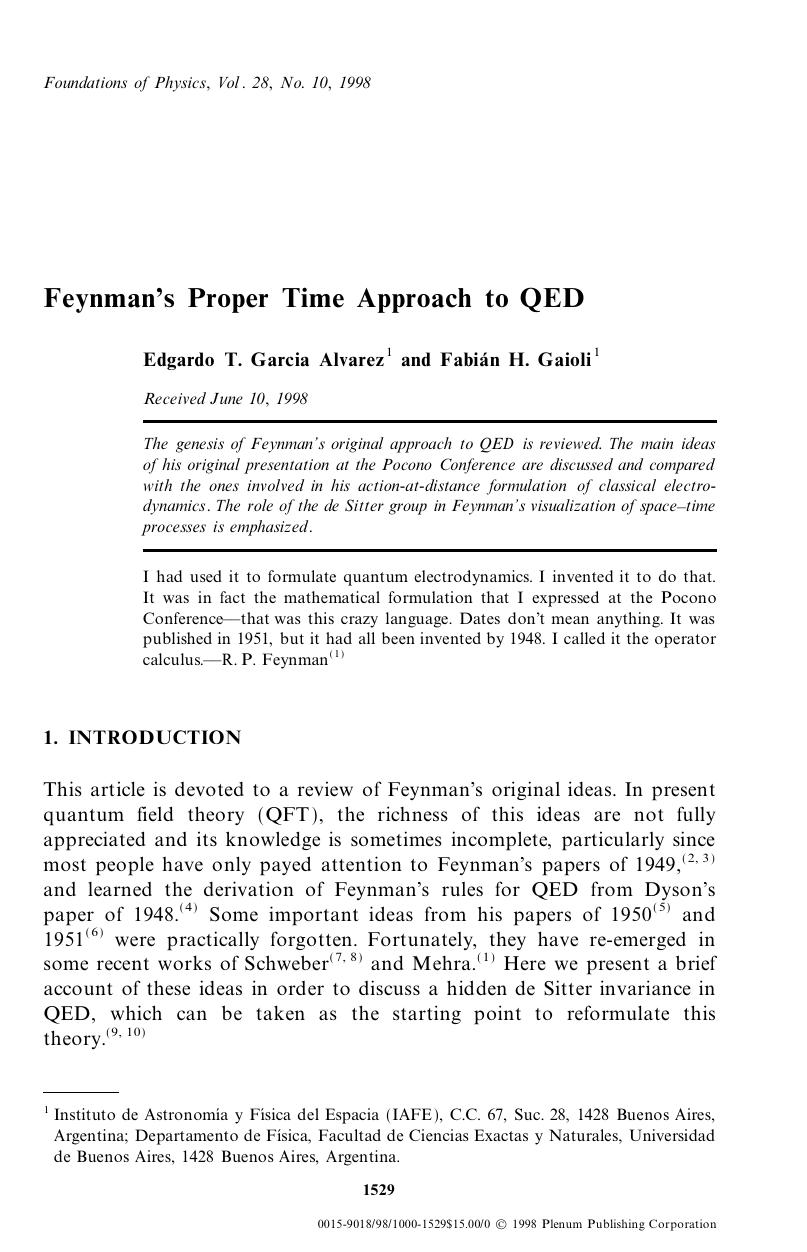 Feynman's Proper Time Approach to QED by Unknown