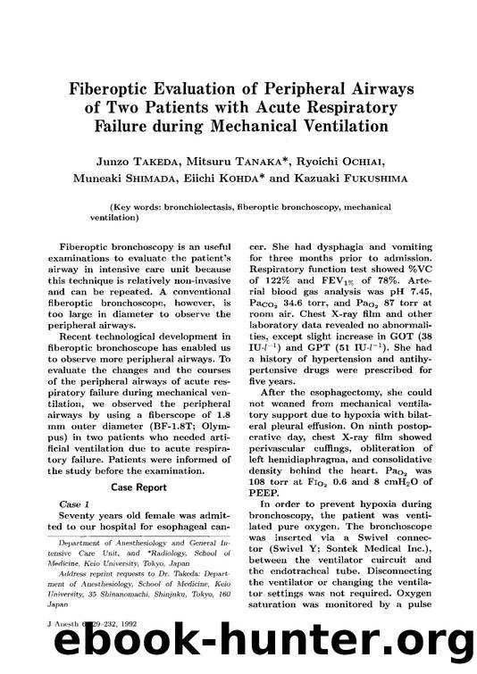 Fiberoptic evaluation of peripheral airways of two patients with acute respiratory failure during mechanical ventilation by Unknown