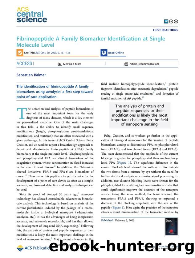 Fibrinopeptide A Family Biomarker Identification at Single Molecule Level by Sebastien Balme (ORCID: g/0000-0003-0779-3384)