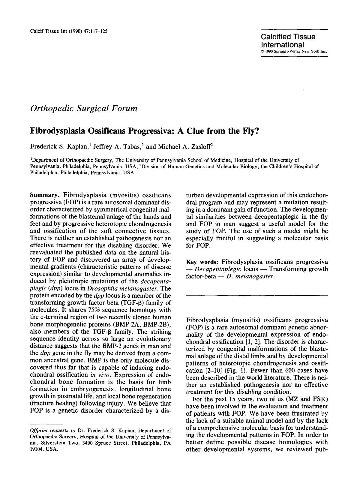 Fibrodysplasia ossificans progressiva: A clue from the fly? by Unknown
