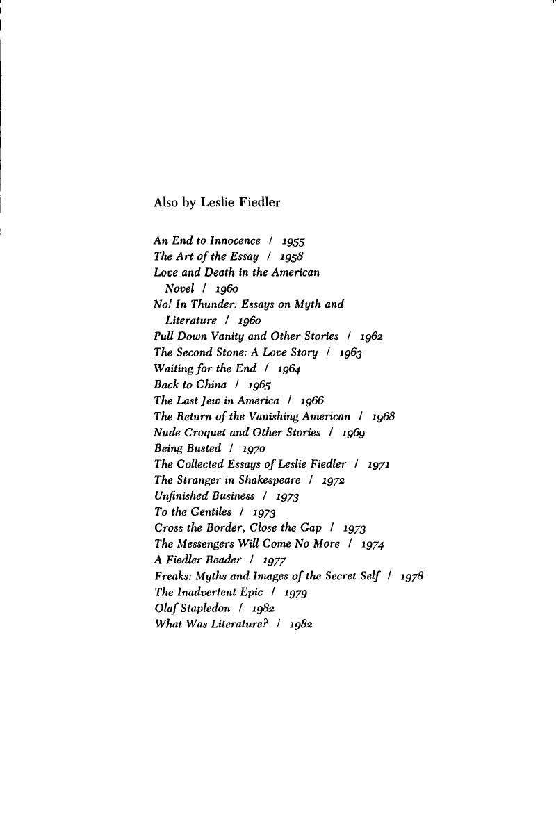 Fiedler on the Roof : Essays on Literature and Jewish Identity by Leslie A Fiedler