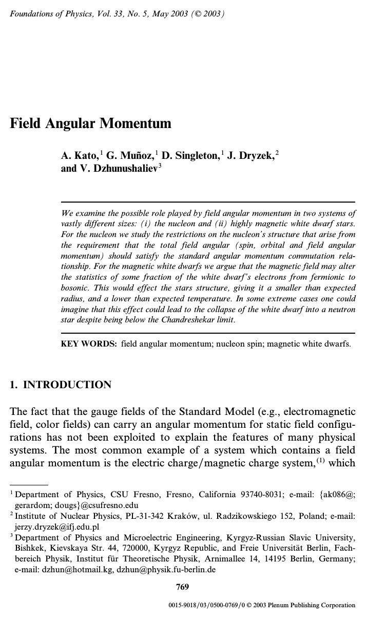 Field Angular Momentum by Unknown