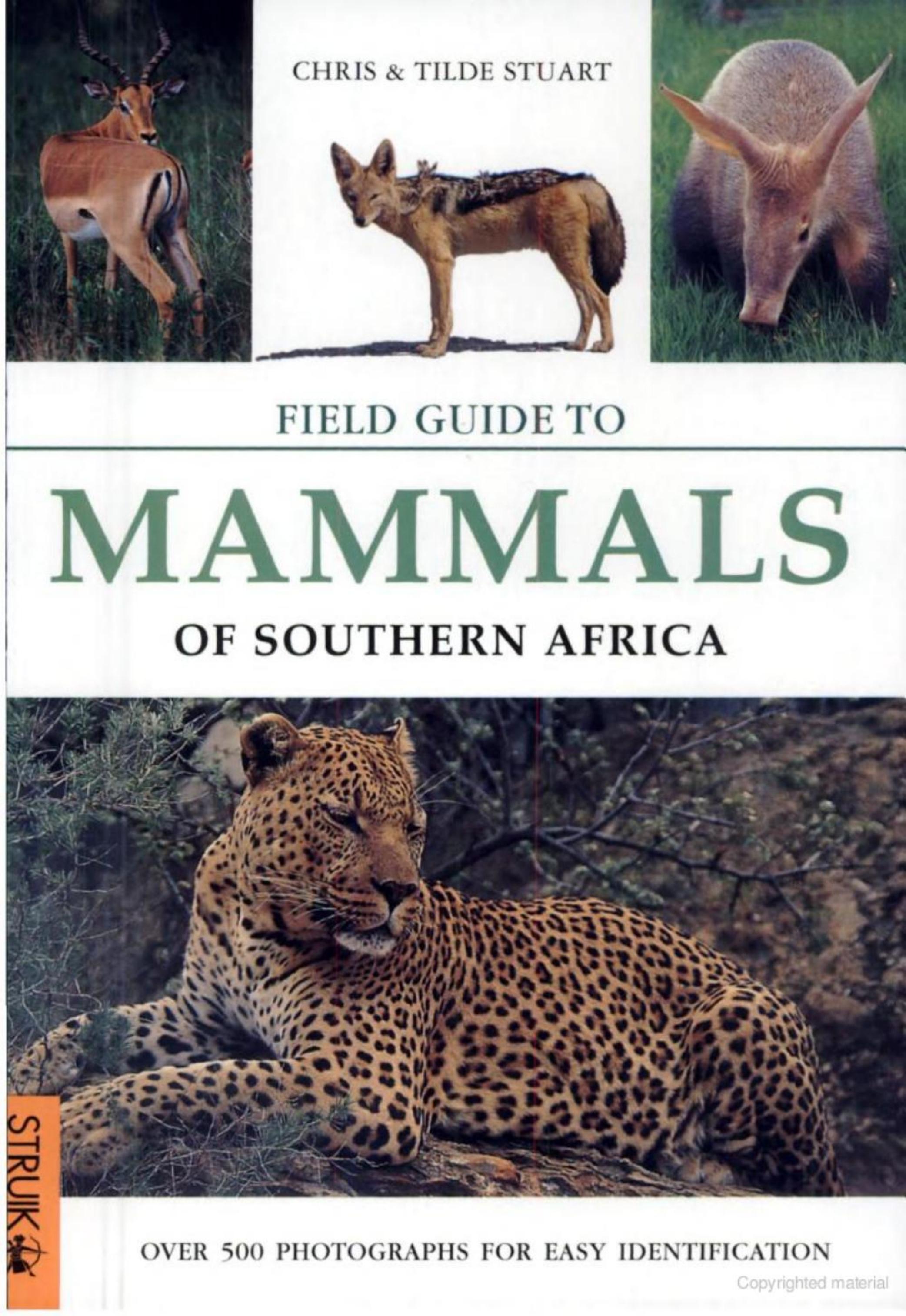 Field Guide to Mammals of Southern Africa by By Chris Stuart