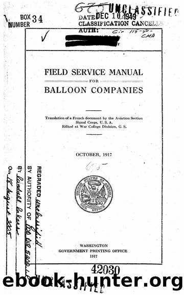 Field Service Manual for Balloon Companies by Unknown