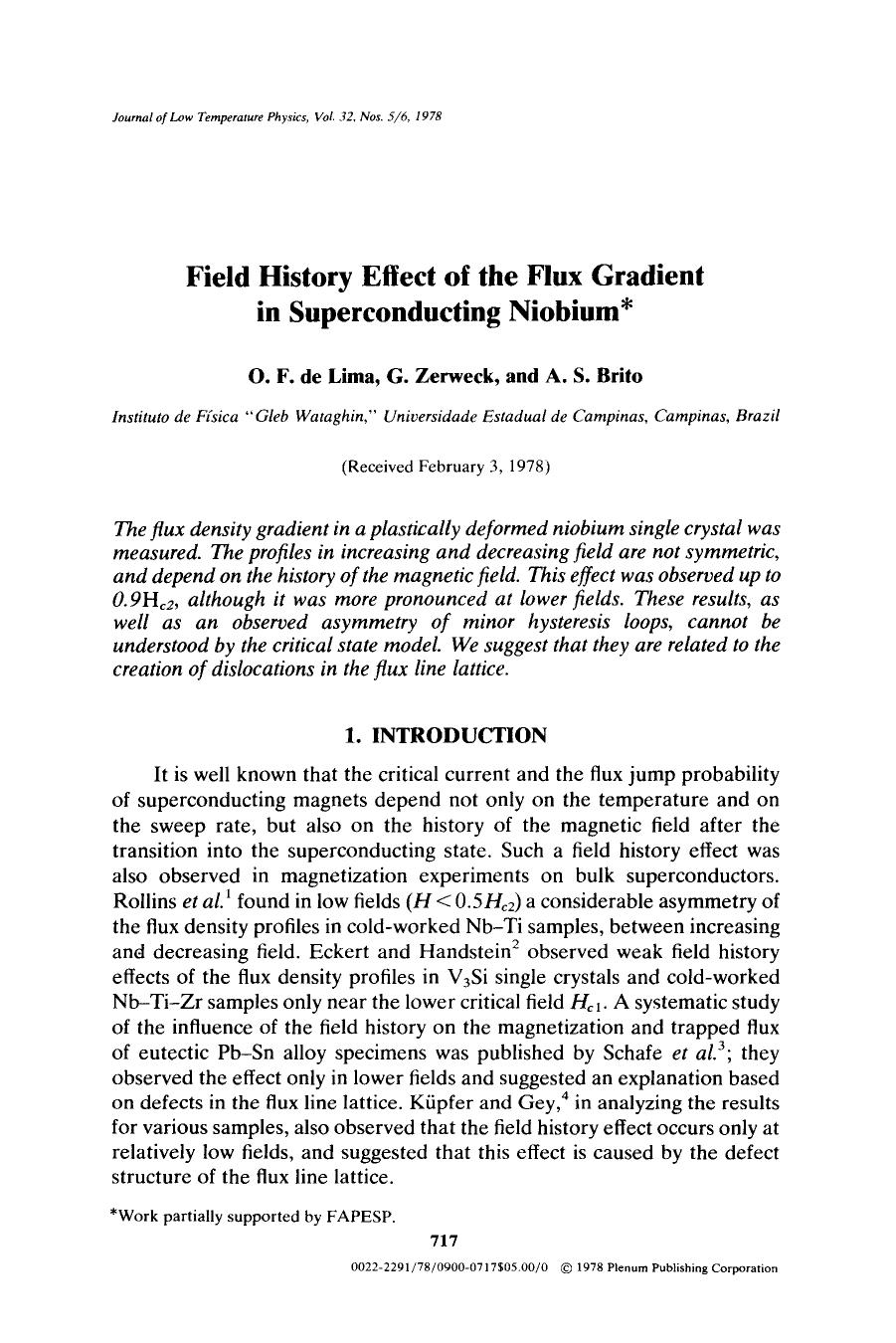 Field history effect of the flux gradient in superconducting niobium by Unknown
