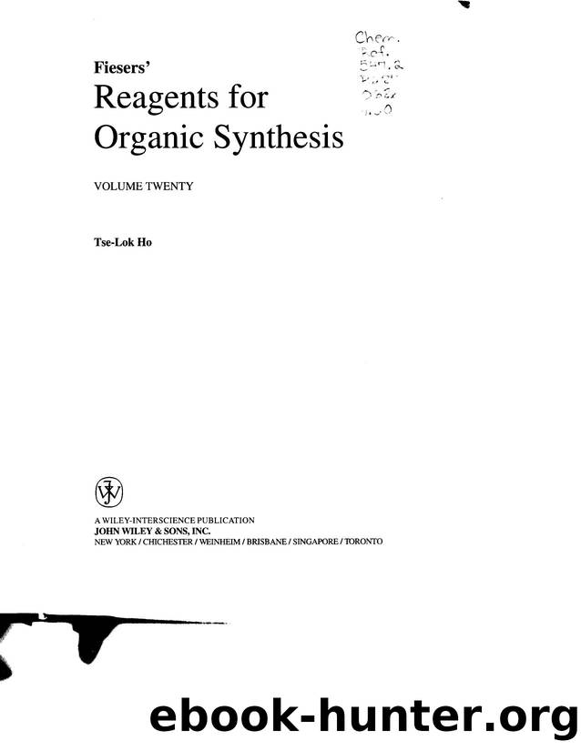 Fiesers' Reagents for Organic Synthesis 20 by Unknown