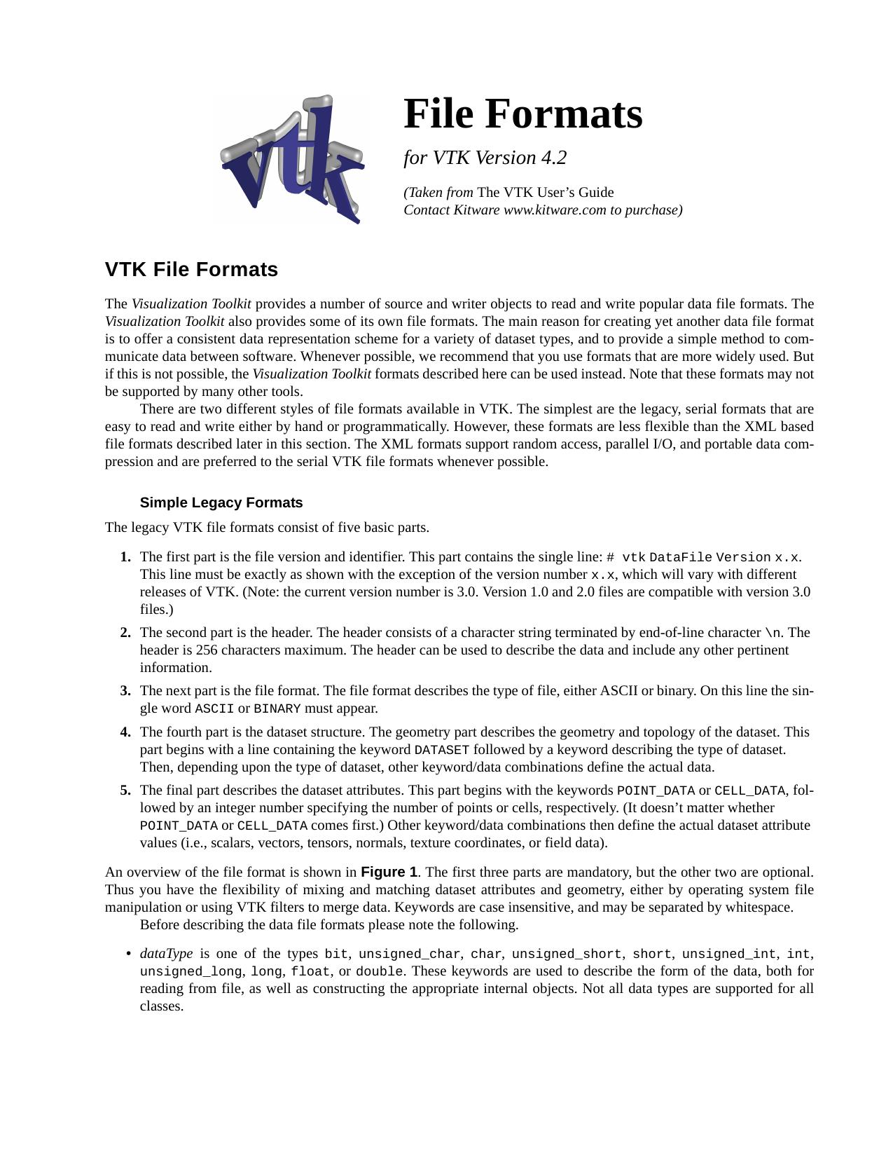 File formats for VTK V4.2 by Unknown