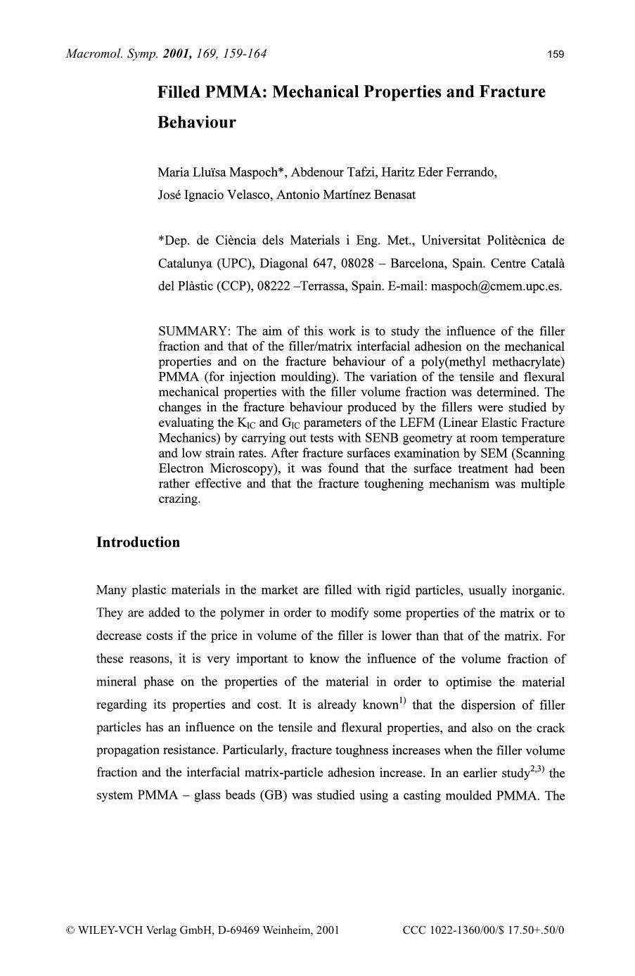 Filled PMMA: mechanical properties and fracture behaviour by Lutz Bıttger
