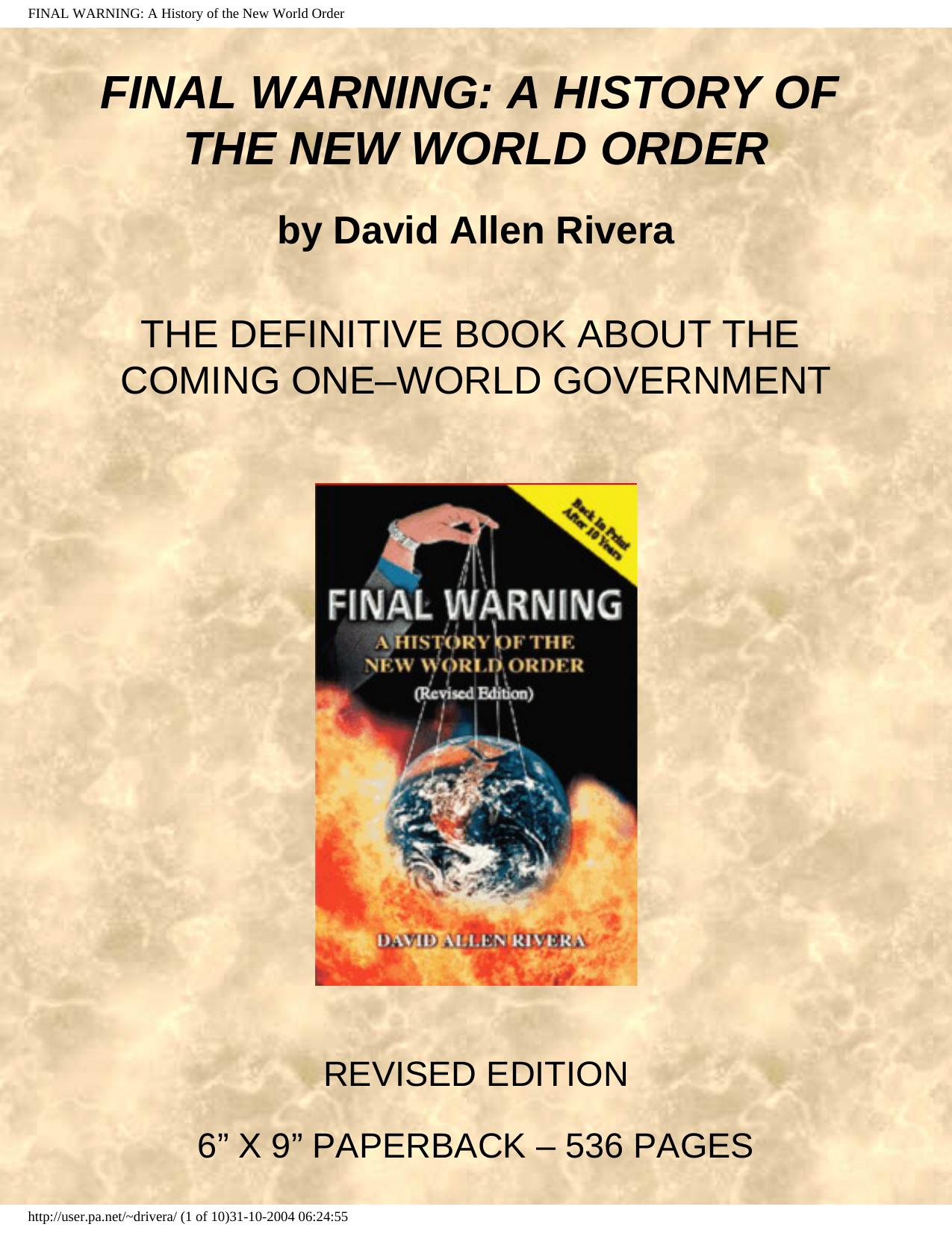 Final Warning_ A History of the New World Orde by David Allen Rivera