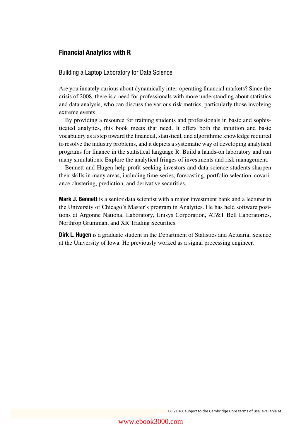 Financial Analytics with R: Building a Laptop Laboratory for Data Science by Unknow