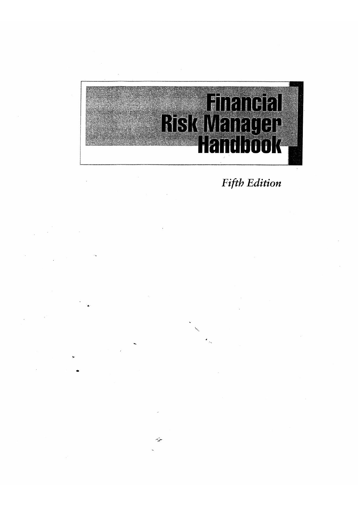 Financial Risk Manager Handbook, 5th edition by Philippe Jorion GARP (Global Association of Risk Professionals)