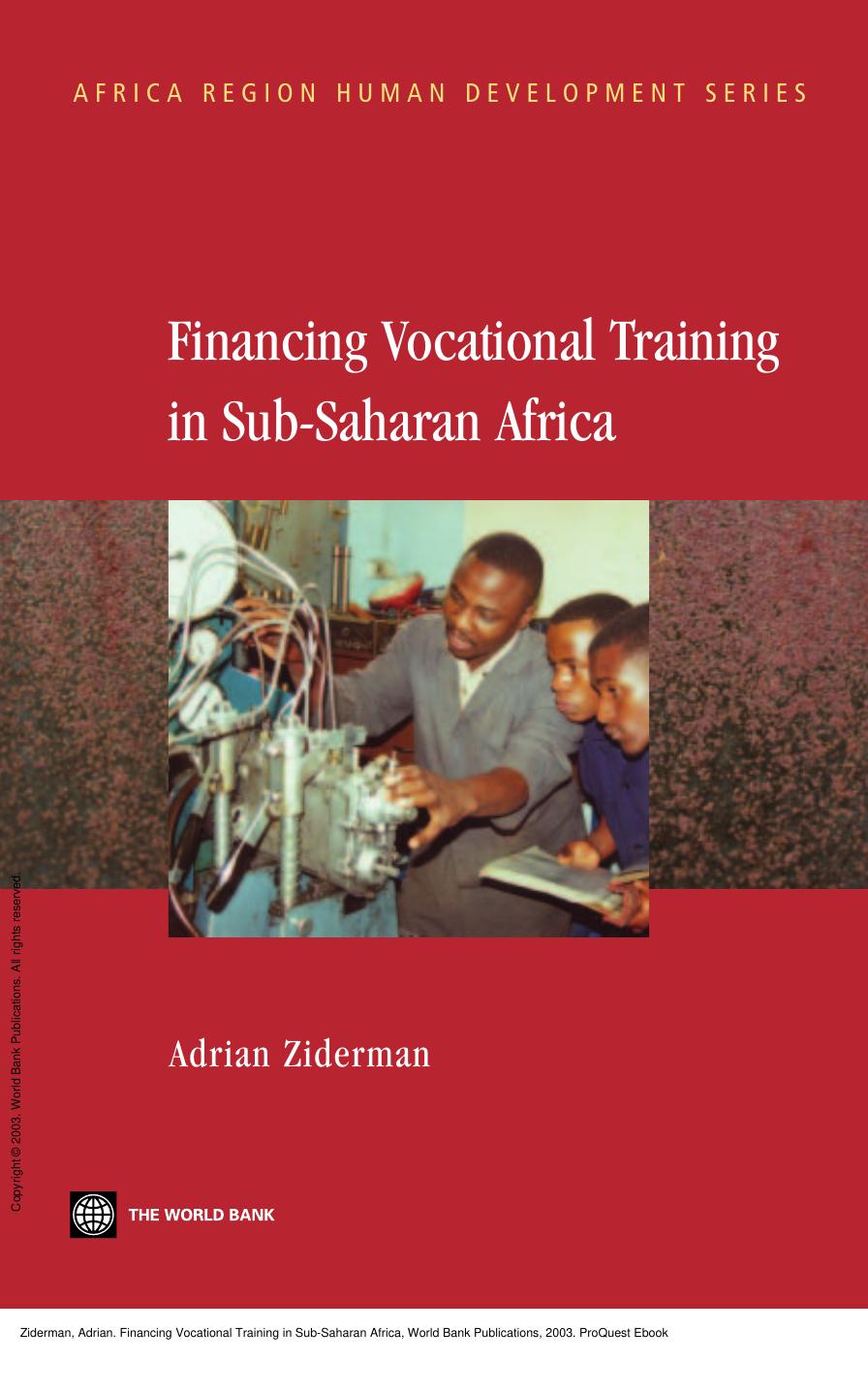 Financing Vocational Training in Sub-Saharan Africa by Adrian Ziderman