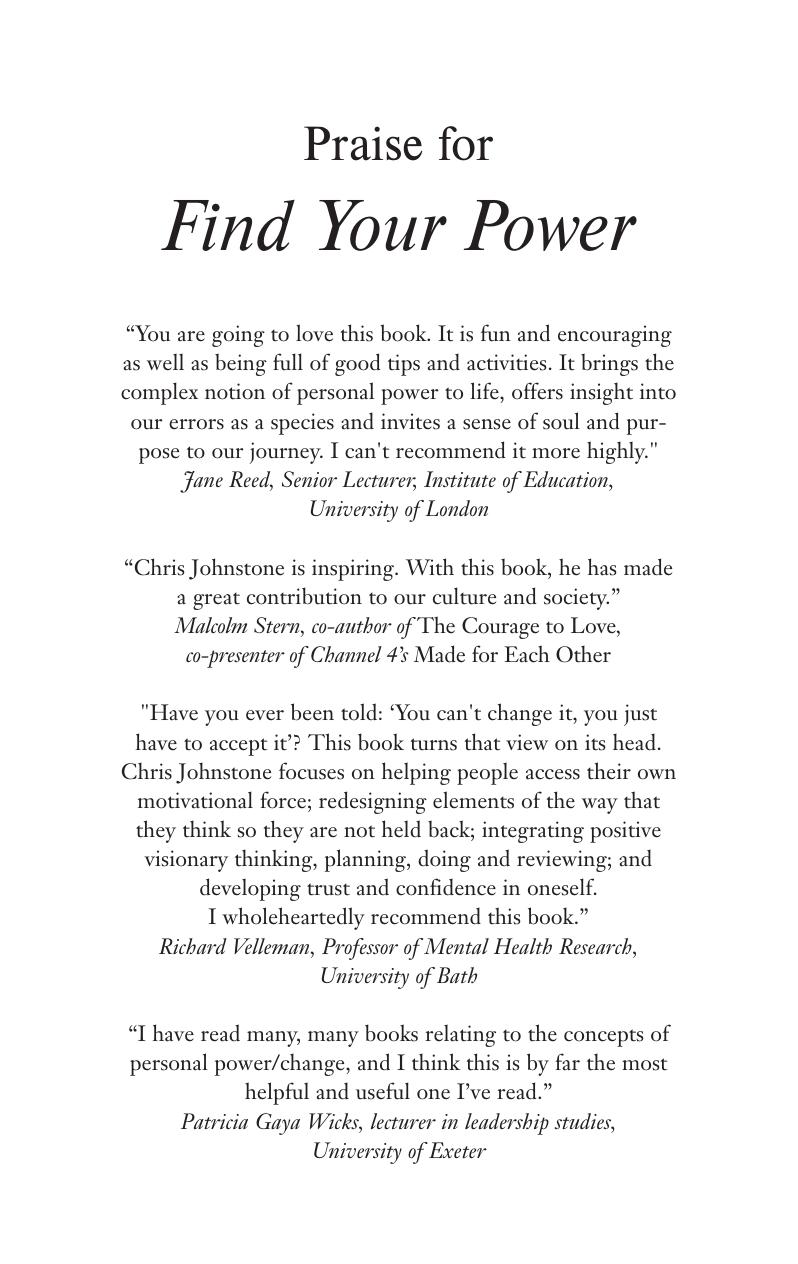 Find Your Power: Boost Your Inner Strengths, Break Through Blocks and Achieve Inspired Action by Chris Johnstone