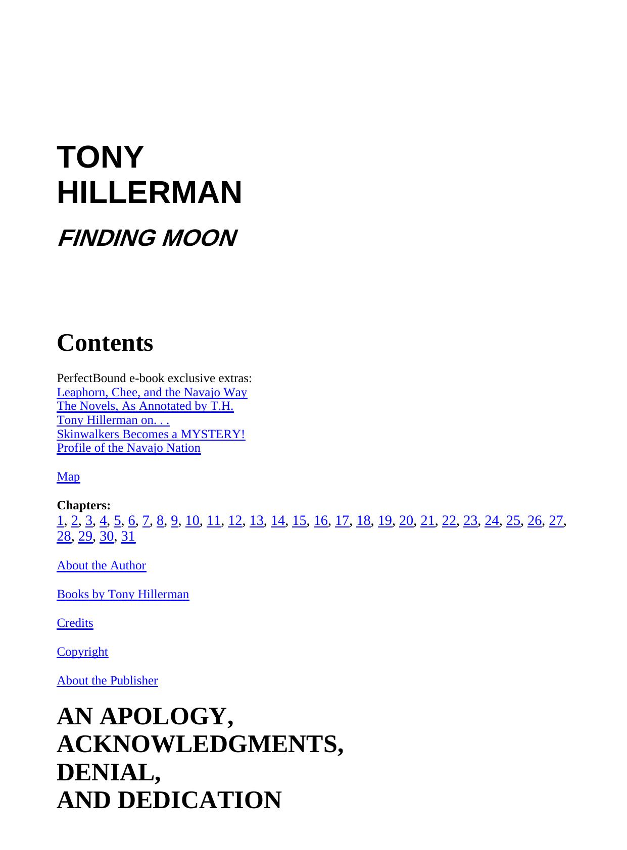 Finding Moon by Tony Hillerman