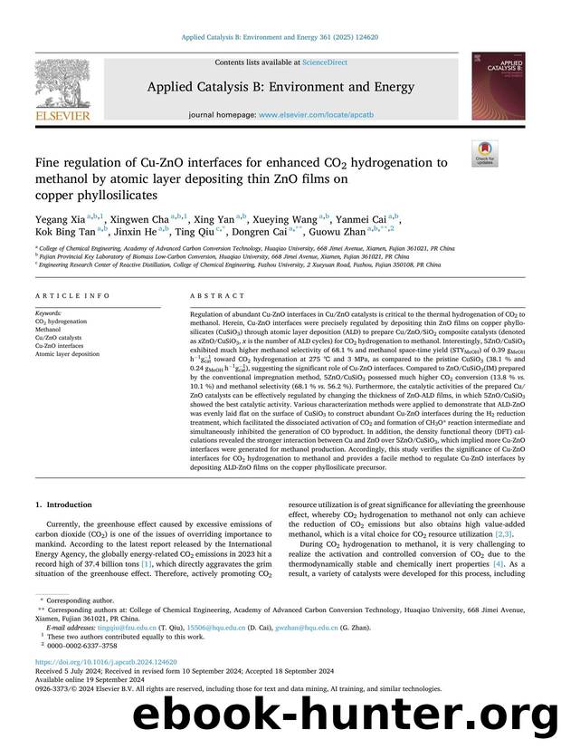 Fine regulation of Cu-ZnO interfaces for enhanced CO2 hydrogenation to methanol by atomic layer depositing thin ZnO films on copper phyllosilicates by unknow