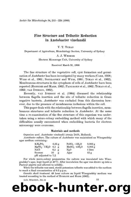 Fine structure and tellurite reduction in azotobacter vinelandii by Unknown