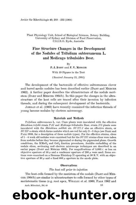 Fine structure changes in the development of the nodules of Trifolium subterraneum L. and Medicago tribuloides Desr. by Unknown