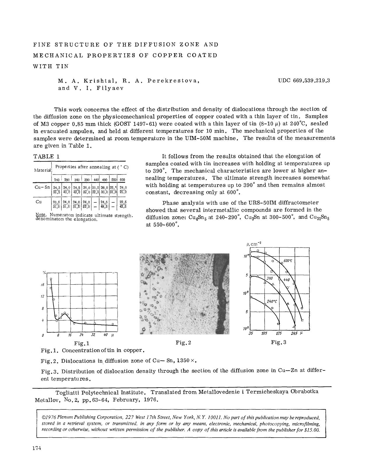 Fine structure of the diffusion zone and mechanical properties of copper coated with tin by Unknown
