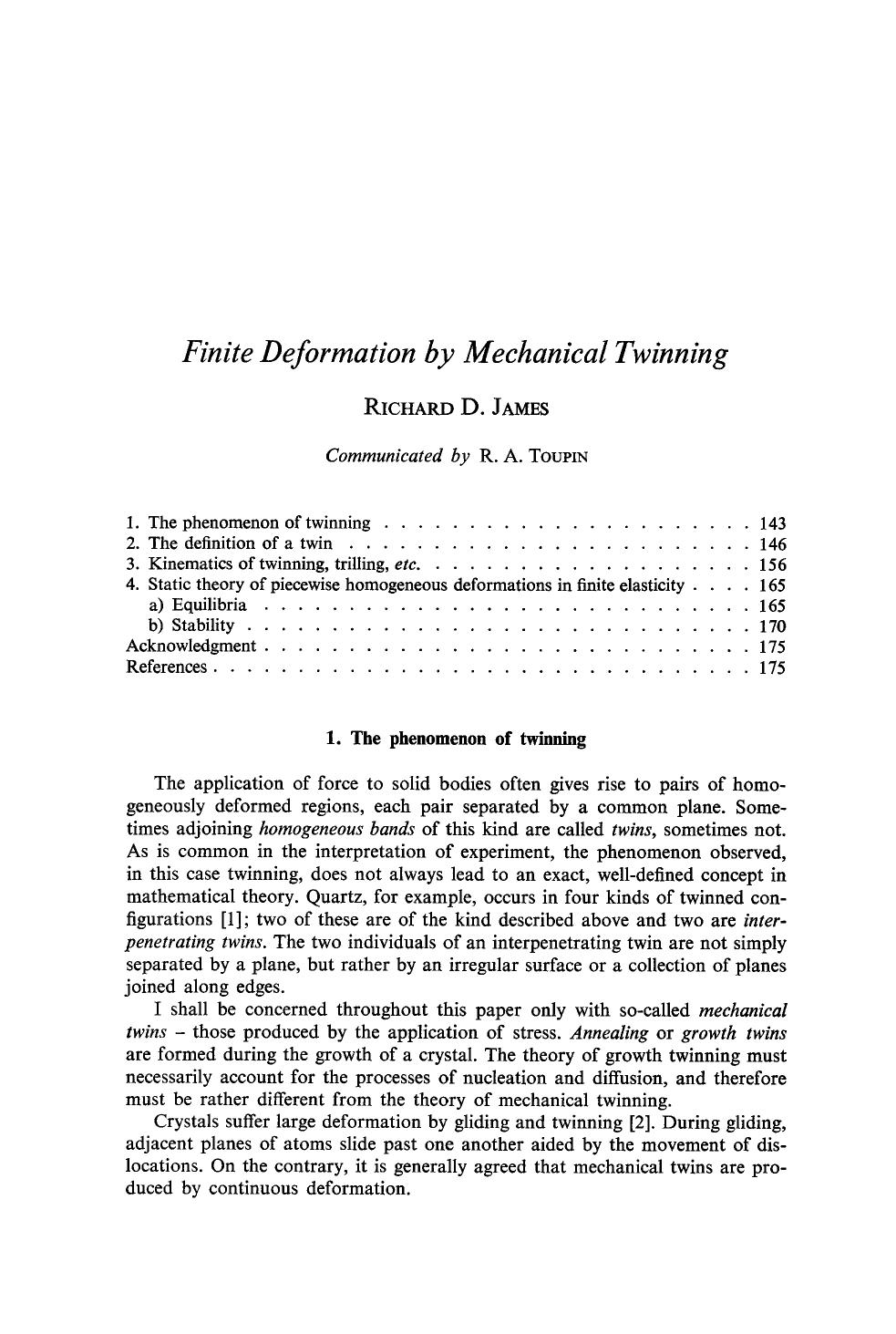 Finite deformation by mechanical twinning by Unknown
