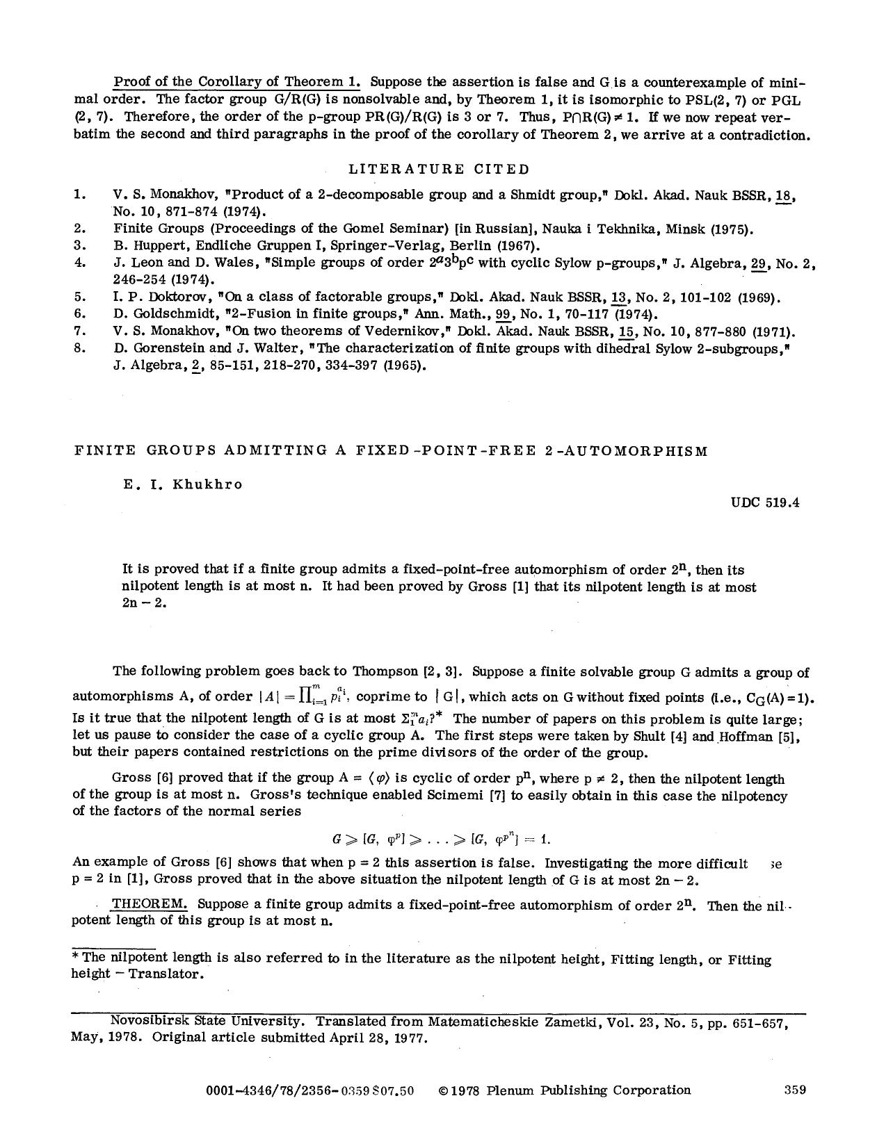 Finite groups admitting a fixed-point-free 2-automorphism by Unknown