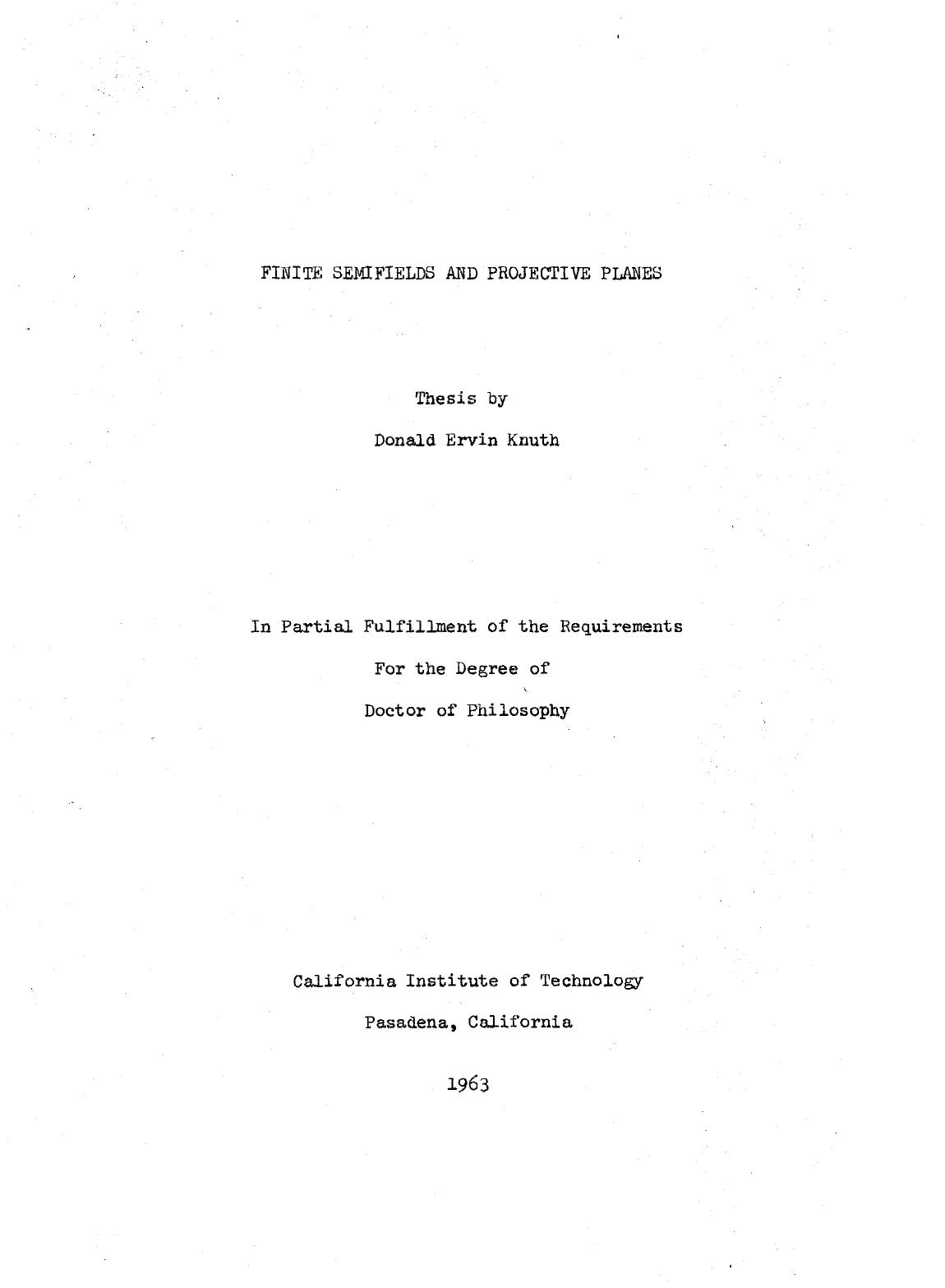Finite semifields and projective planes by Donald Ervin Knuth