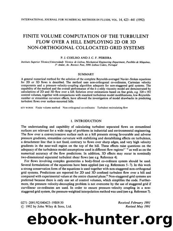 Finite volume computation of the turbulent flow over a hill employing 2D or 3D non-orthogonal collocated grid systems by Unknown