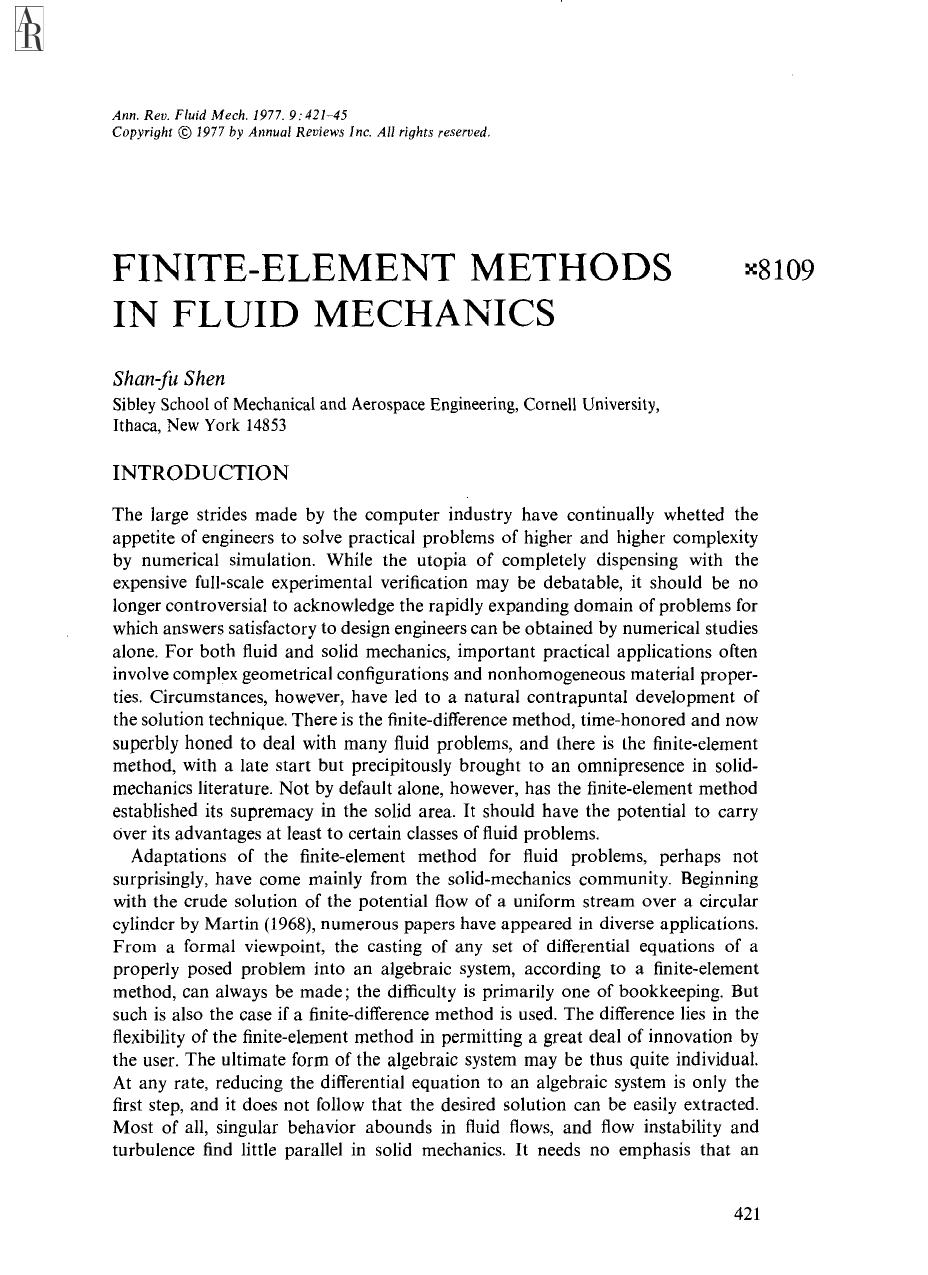 Finite-Element Methods in Fluid Mechanics by S Shen