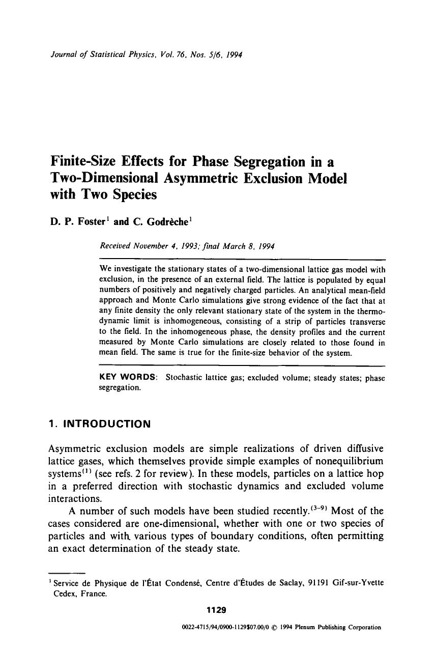Finite-size effects for phase segregation in a two-dimensional asymmetric exclusion model with two species by Unknown