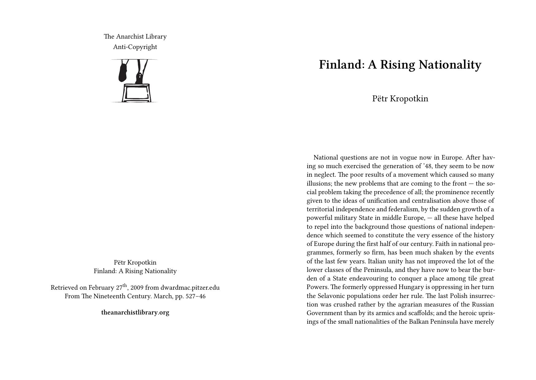 Finland: A Rising Nationality by Pëtr Kropotkin