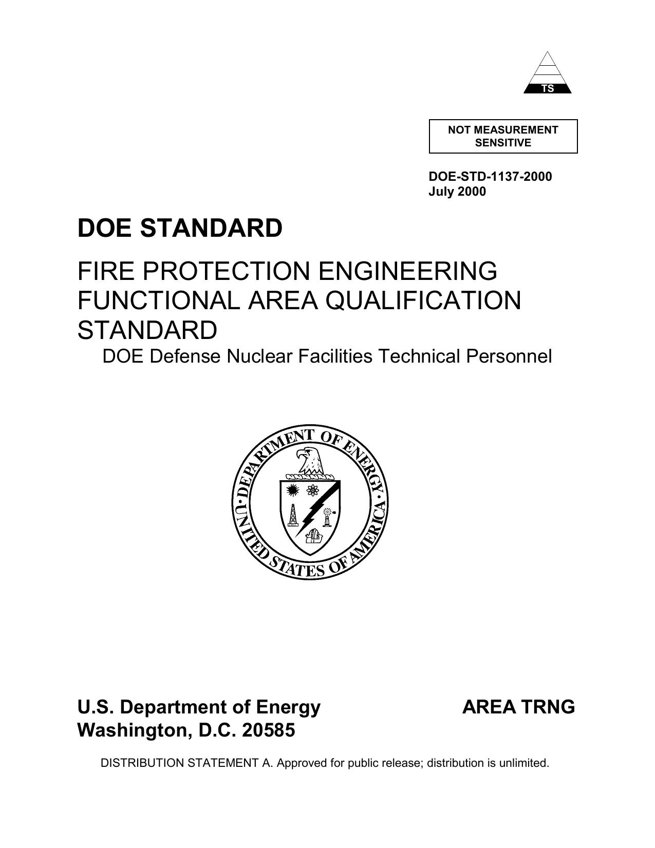 Fire Protection Engineering Functional Area Qualification Standard by Schwartz Norman