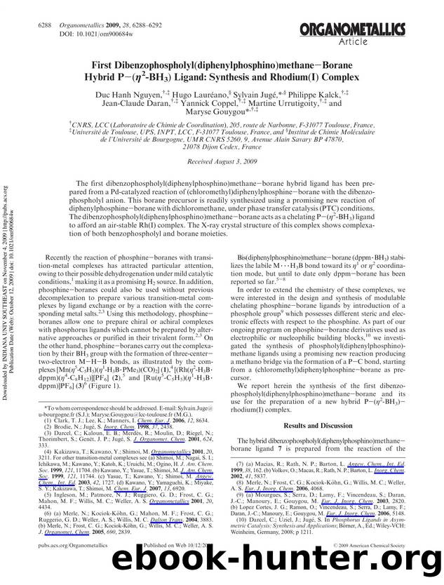 First Dibenzophospholyl(diphenylphosphino)methaneâBorane Hybrid Pâ(Î·2-BH3) Ligand: Synthesis and Rhodium(I) Complex by unknow