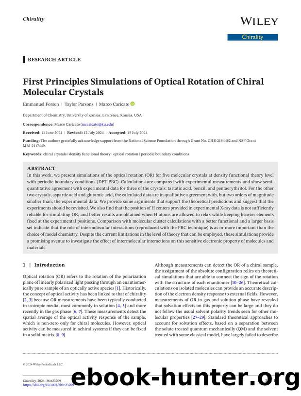 First Principles Simulations of Optical Rotation of Chiral Molecular Crystals by Unknown