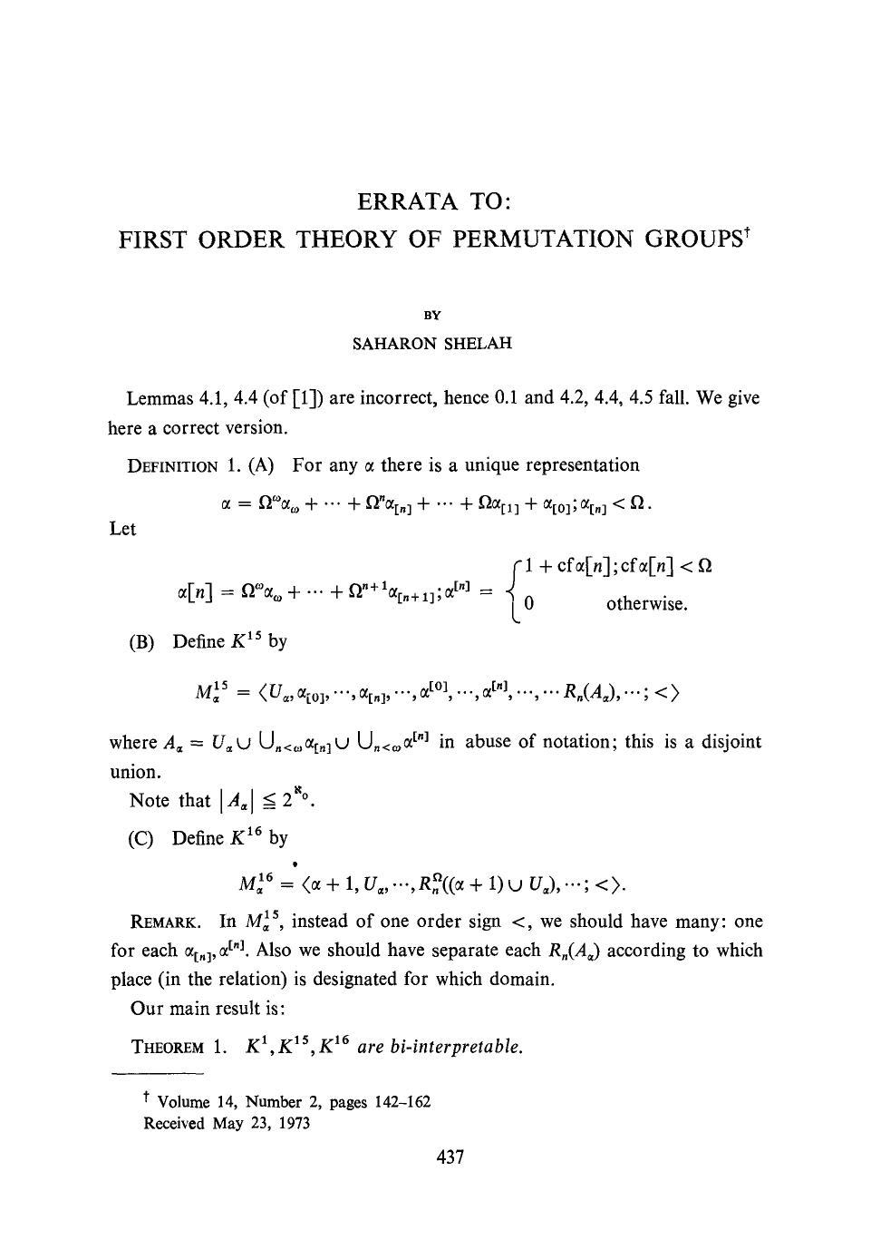 First order theory of permutation groups by Unknown