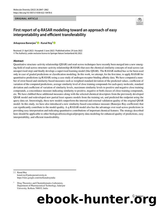 First report of q-RASAR modeling toward an approach of easy interpretability and efficient transferability by Arkaprava Banerjee & Kunal Roy