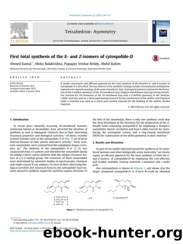 First total synthesis of the E- and Z-isomers of cytospolide-D by Ahmed Kamal & Moku Balakrishna & Papagari Venkat Reddy & Abdul Rahim