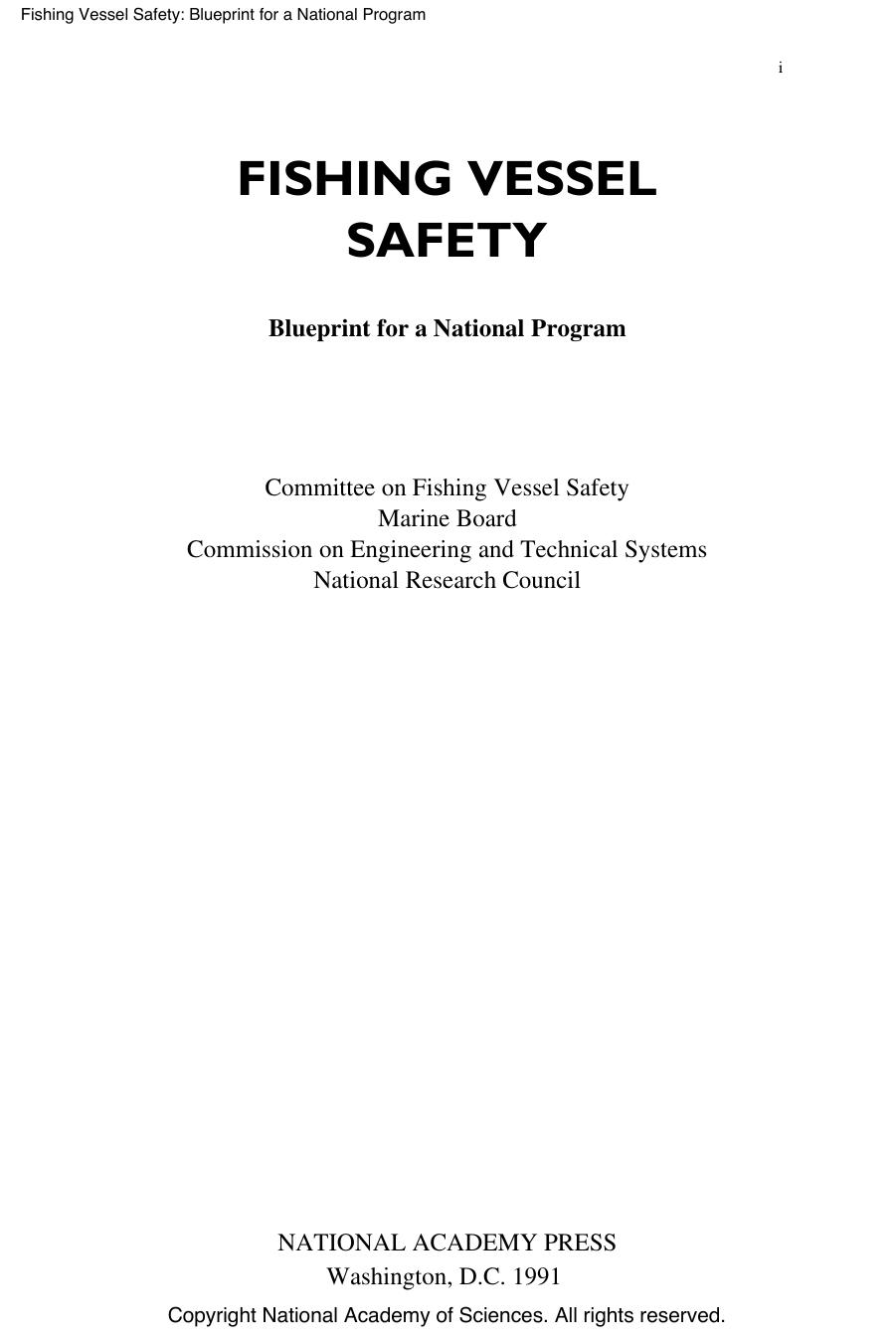 Fishing Vessel Safety: Blueprint for a National Program by Committee on Fishing Vessel Safety National Research Council