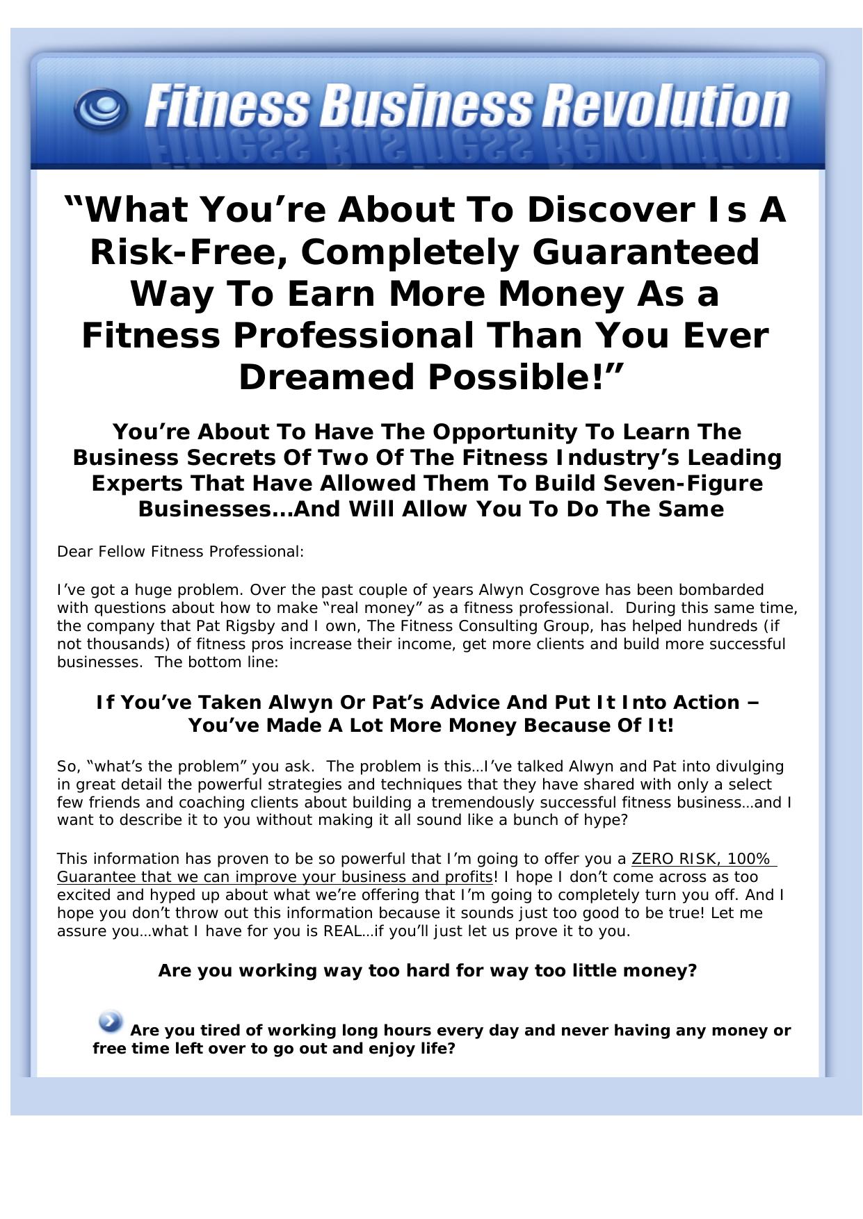 Fitness Business Revolution. by Best of Kuszter's Collection