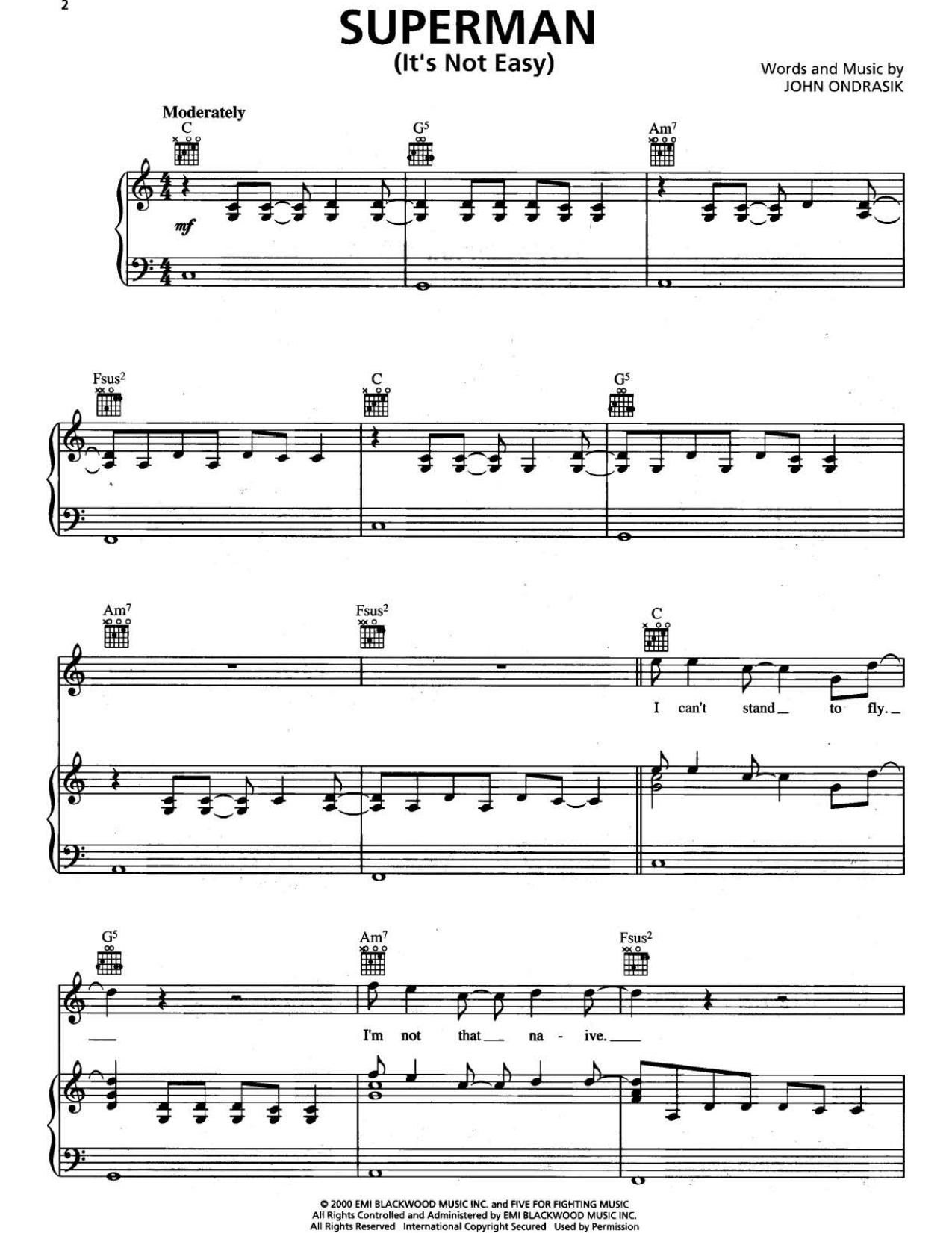 Five For Fighting - Superman (Sheet Music - Piano).pdf by Superman