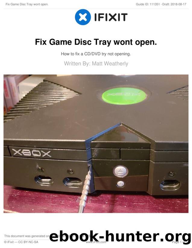 Fix Game Disc Tray wont open. by Unknown