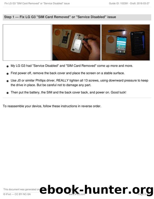 Fix LG G3 SIM Card Removed or Service Disabled issue by Unknown