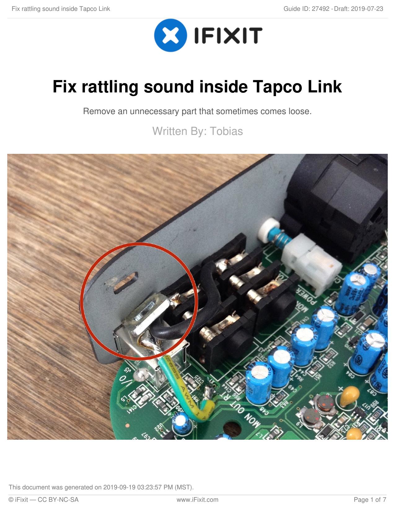 Fix rattling sound inside Tapco Link by Unknown