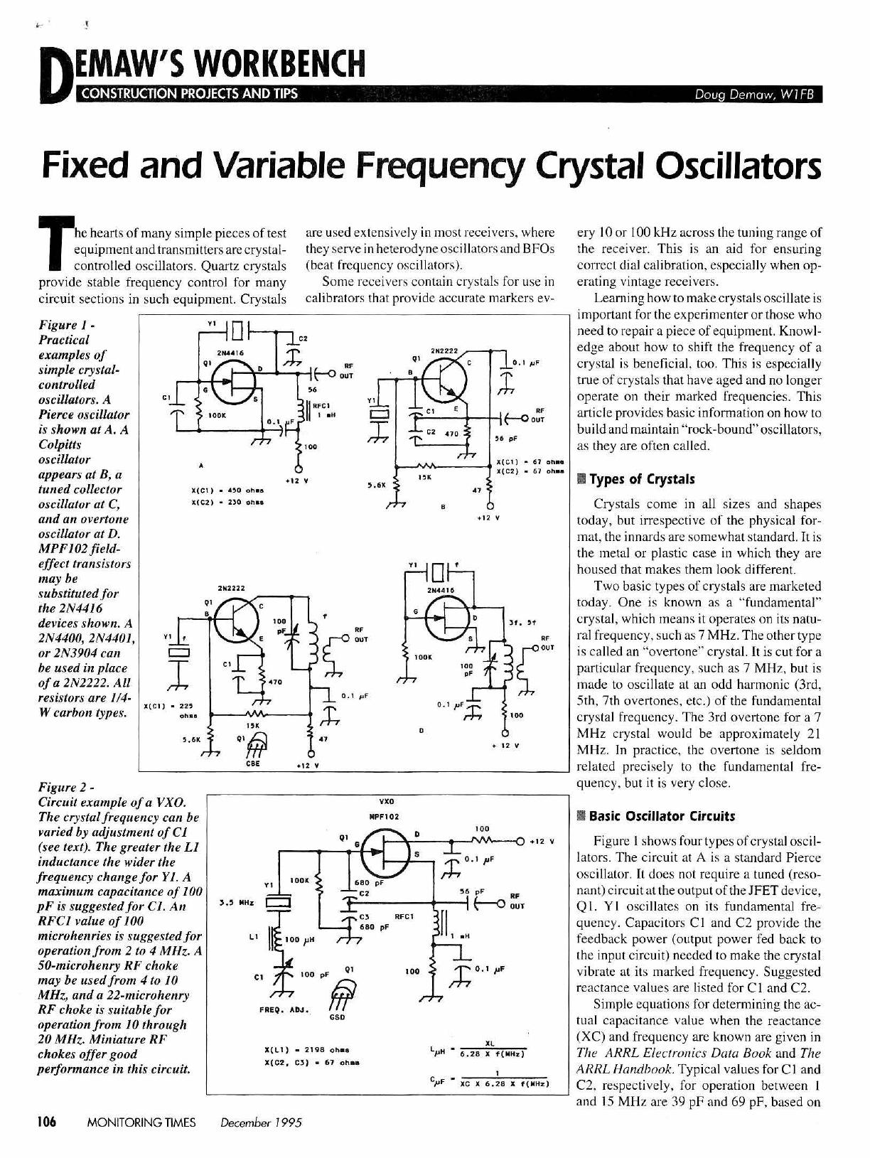 Fixed And Variable Frequency Crystal Oscillators by W1FB