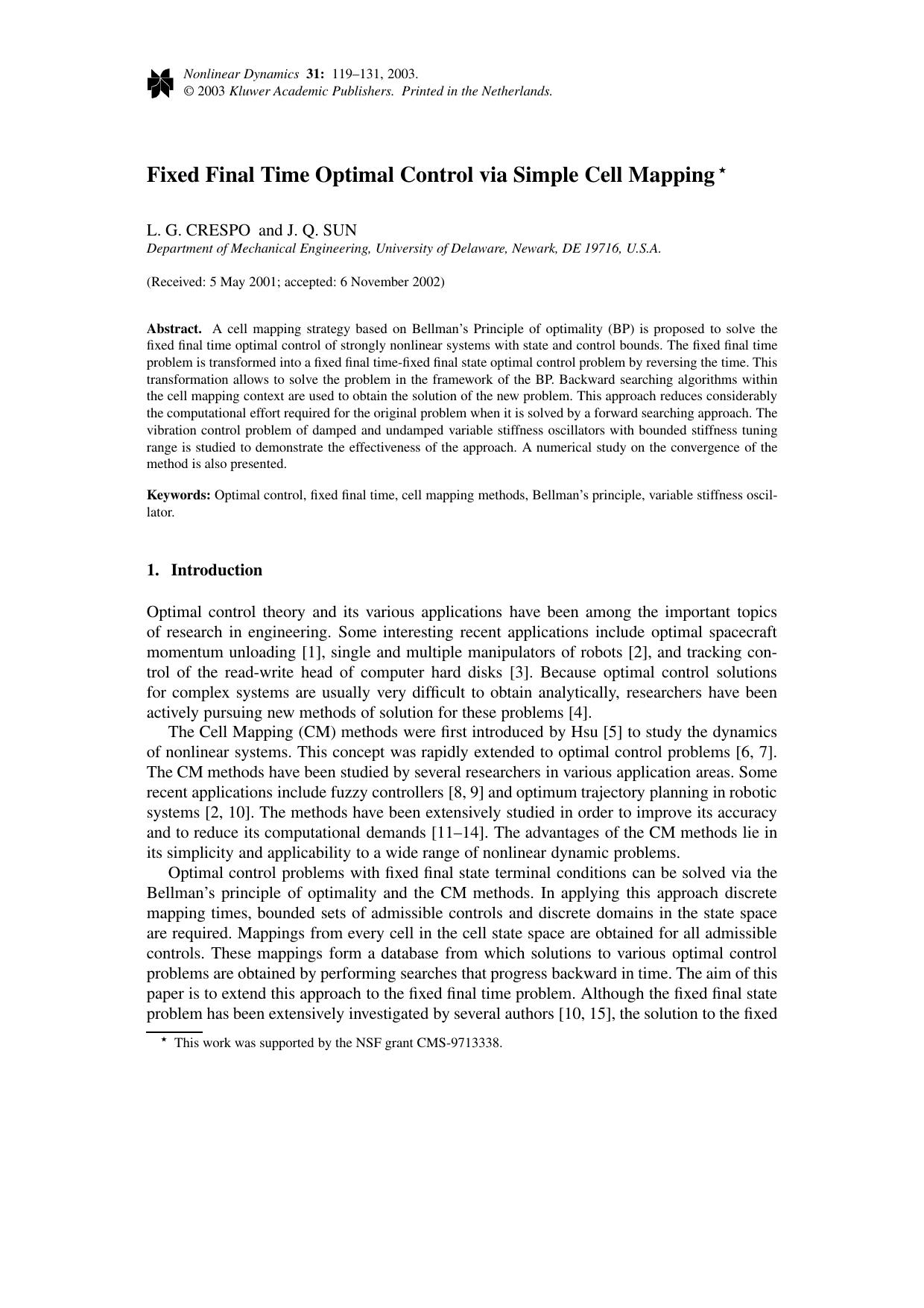 Fixed Final Time Optimal Control via Simple Cell Mapping by Unknown