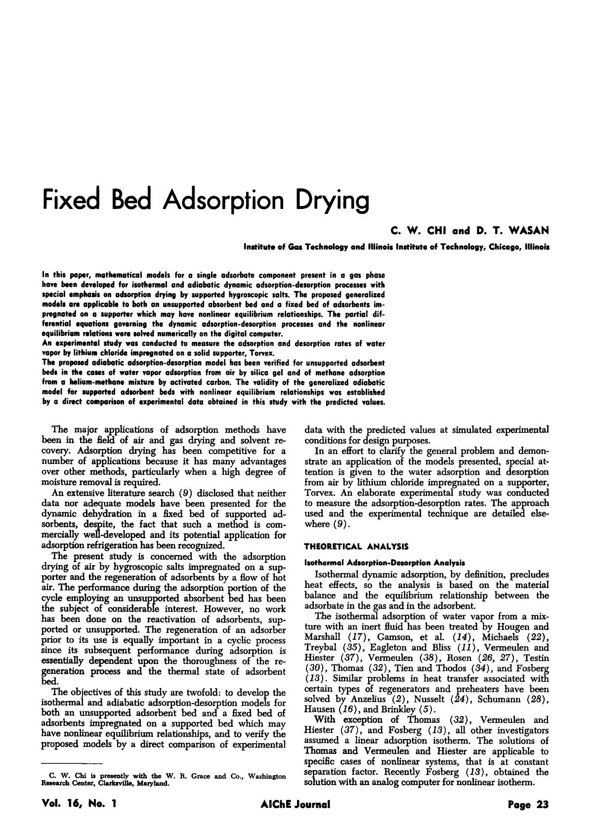 Fixed bed adsorption drying by Unknown