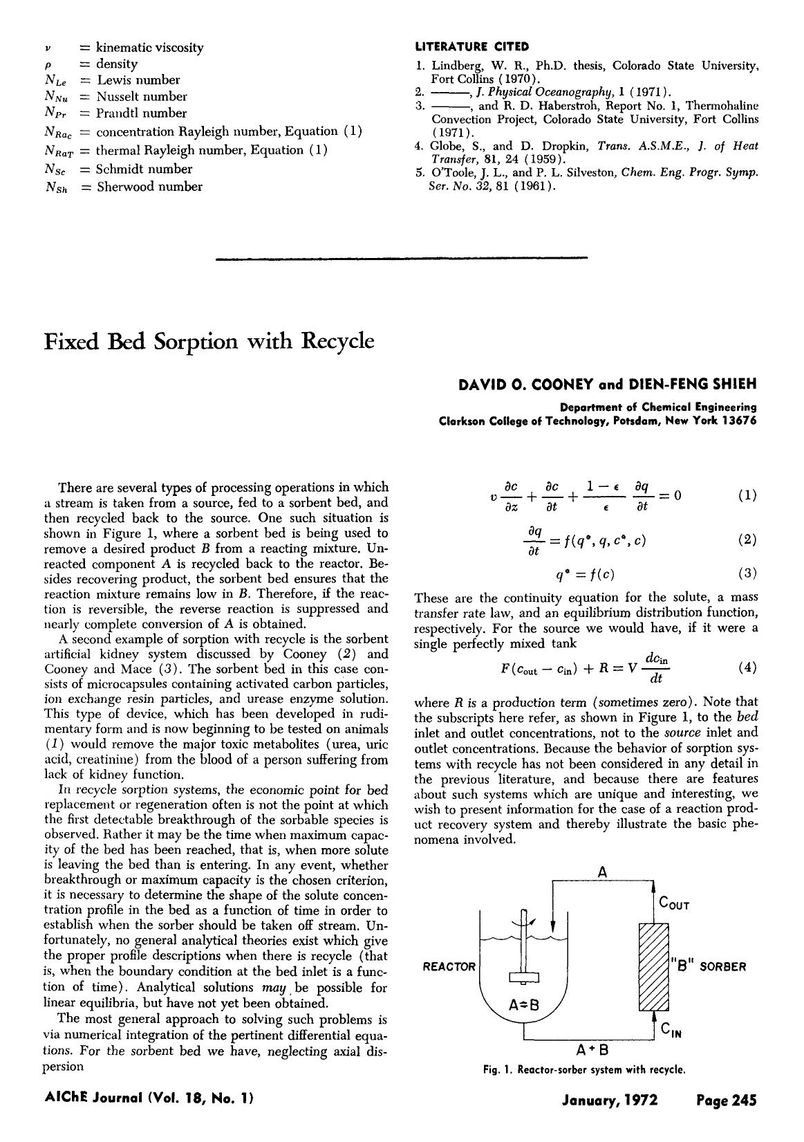 Fixed bed sorption with recycle by Unknown