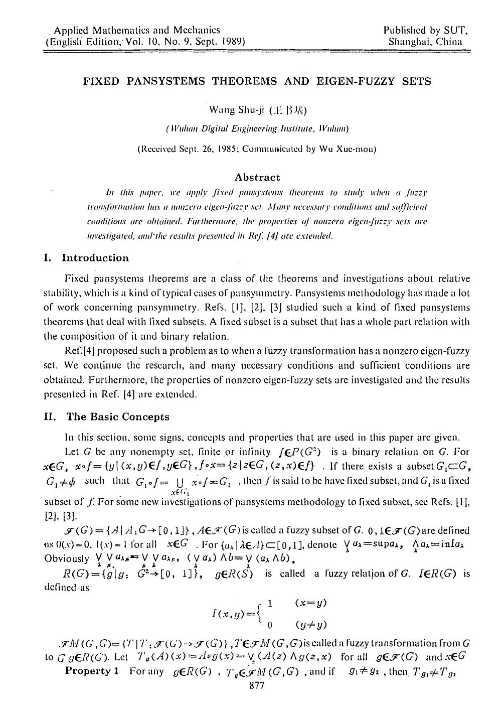 Fixed pansystems theorems and eigen-fuzzy sets by Unknown