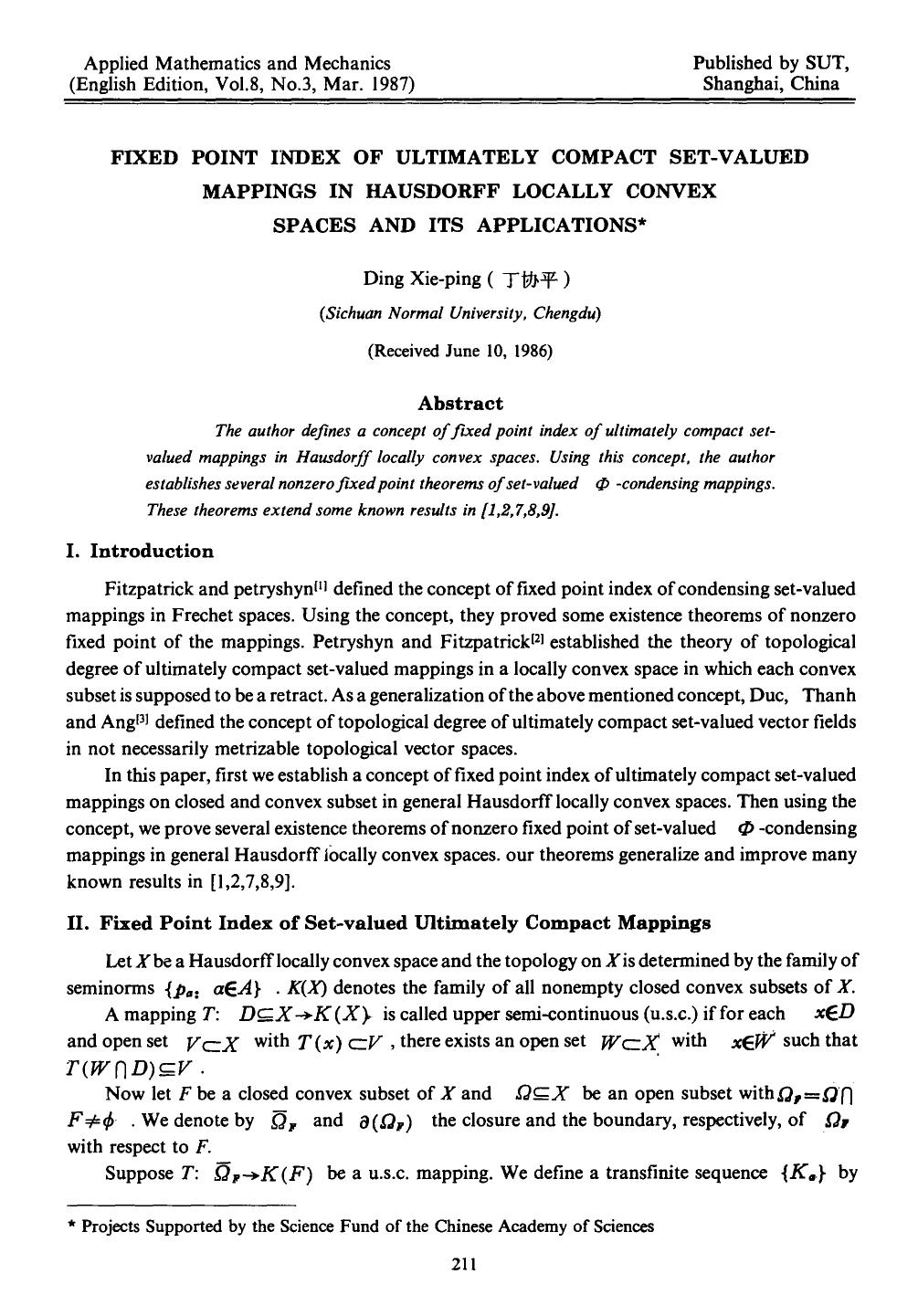 Fixed point index of ultimately compact set-valued mappings in Hausdorff locally convex spaces and its applications by Unknown