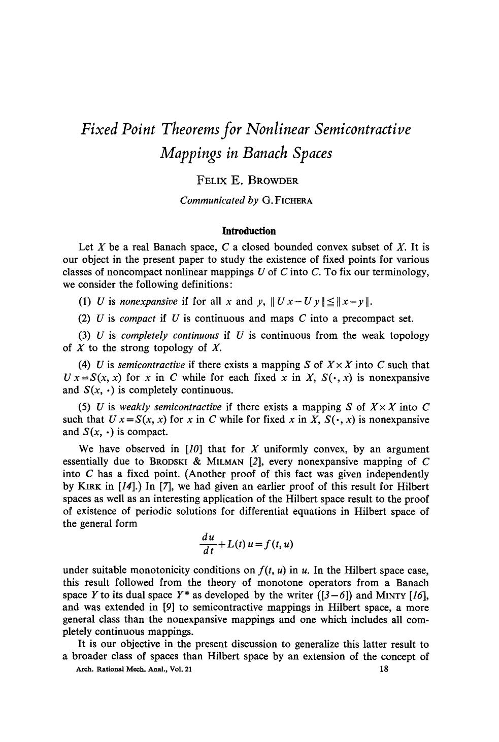 Fixed point theorems for nonlinear semicontractive mappings in banach spaces by Unknown