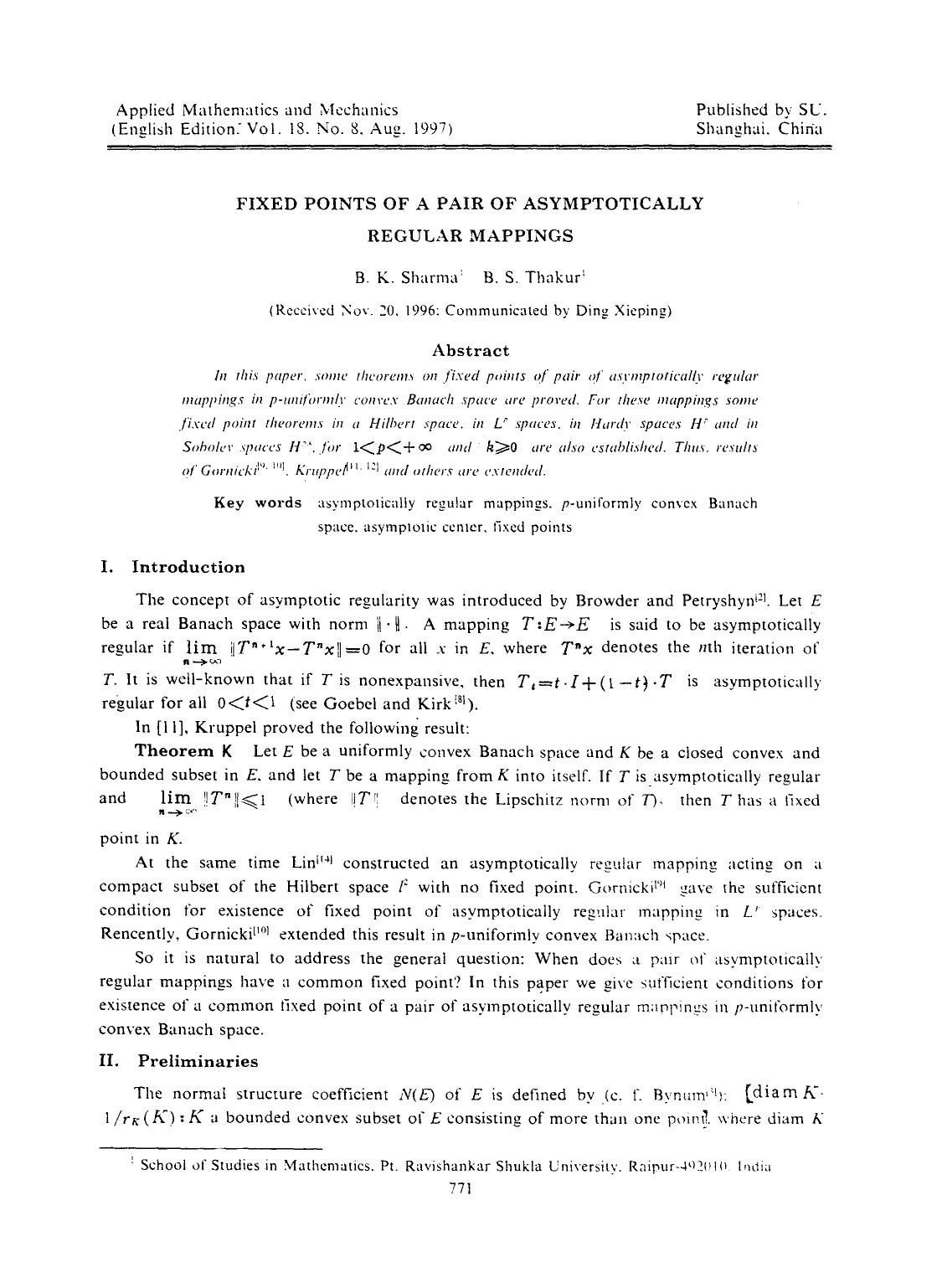 Fixed points of a pair of asymptotically regular mappings by Unknown